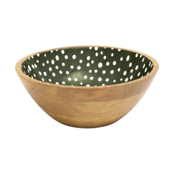 SINTRA MANGO WOOD SALAD BOWL  - OLIVE GREEN