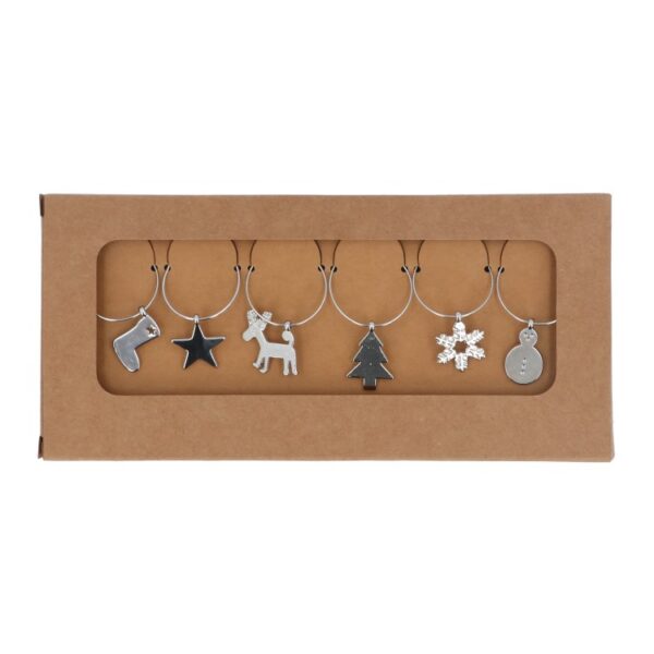 SILVER WINE GLASS CHARMS - PACK OF 6