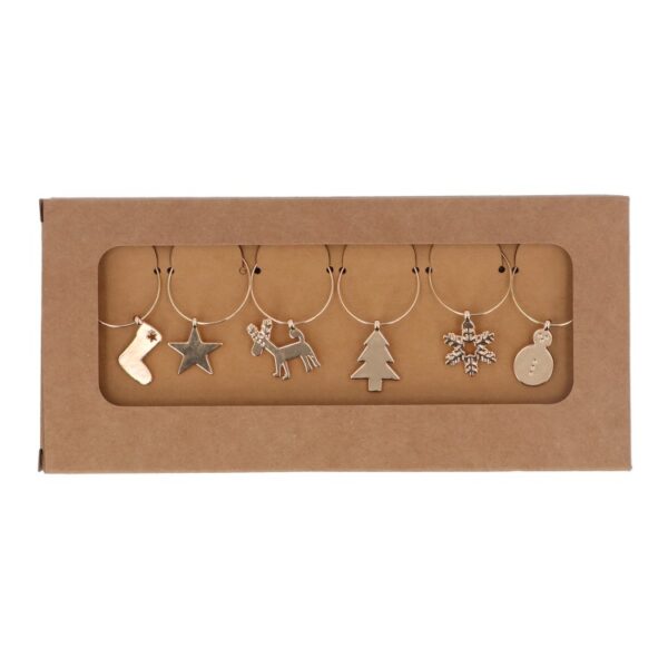 GOLD WINE GLASS CHARMS - PACK OF 6