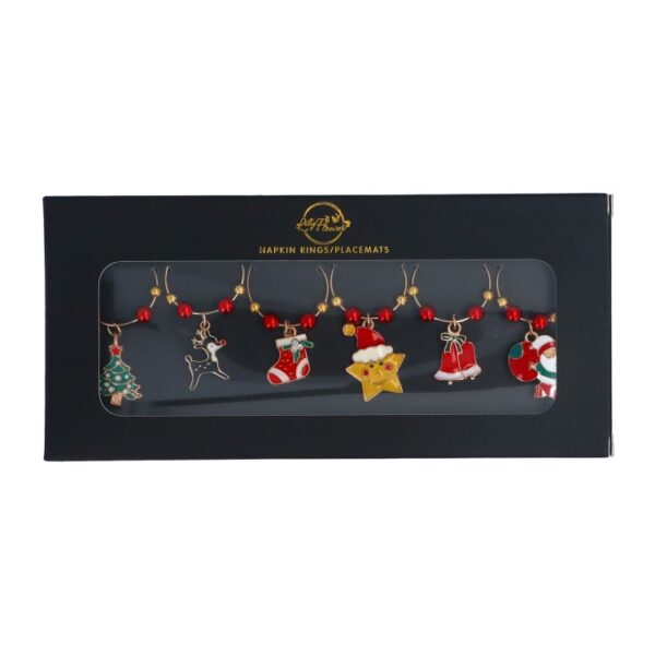 CHRISTMAS WINE GLASS CHARMS - PACK OF 6