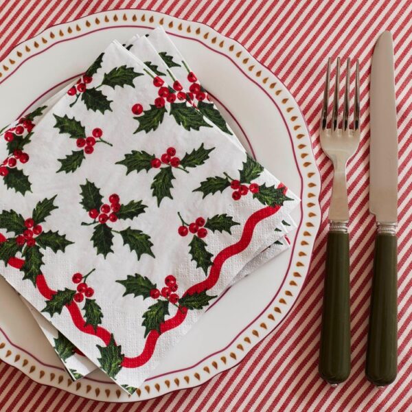 BOTANICAL HOLLY PAPER NAPKINS - Image 3