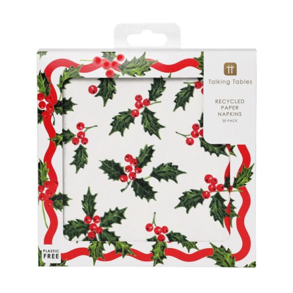 BOTANICAL HOLLY PAPER NAPKINS - Image 2