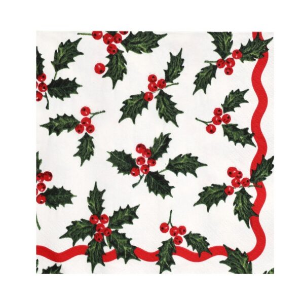 BOTANICAL HOLLY PAPER NAPKINS