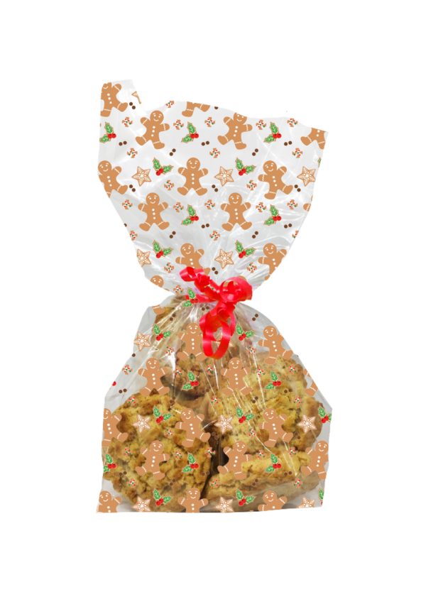 CELLOPHANE GIFT BAGS -  GINGERBREAD FRIENDS - PACK OF 20