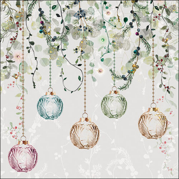FLORAL CHRISTMAS GREY PAPER NAPKINS