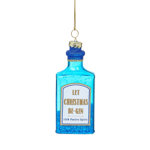 'BLUE BE-GIN BOTTLE' BAUBLE DECORATION