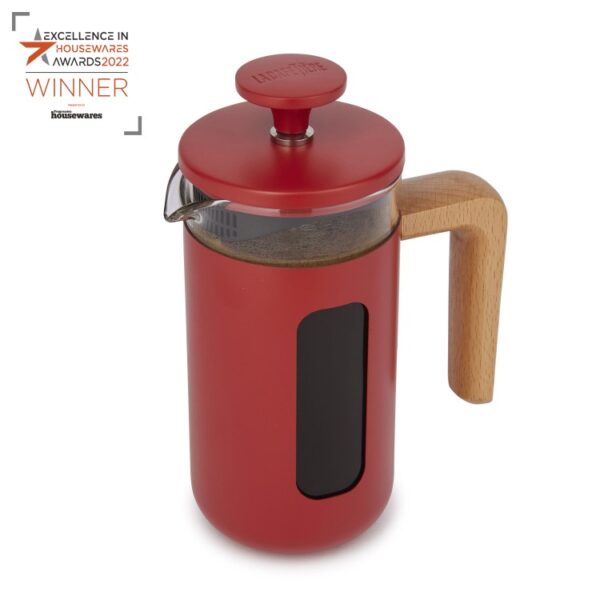 LA CAFETIERE PISA 3 CUP CAFETIERE WITH WOODEN HANDLE - RED