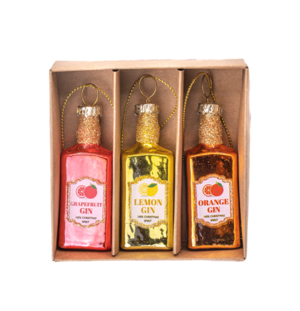 'FLAVOURED MINI GIN' BAUBLE DECORATIONS - SET OF 3 - Image 2