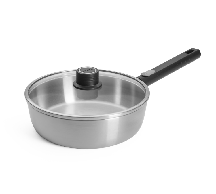 WOLL ‘LOGIC STEEL’ SAUTE PAN WITH LID & REMOVABLE HANDLE – 24CM