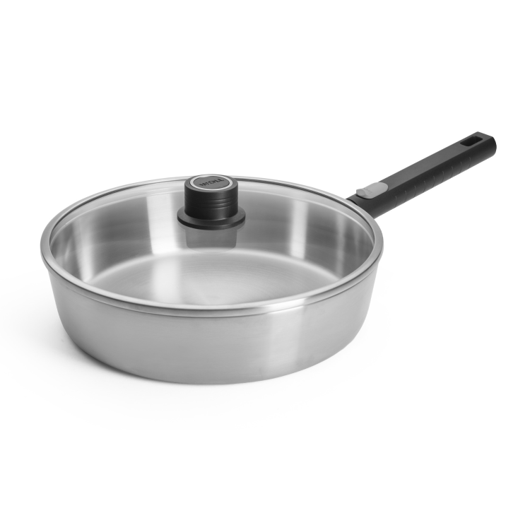 WOLL 'LOGIC STEEL' SAUTE PAN WITH LID & REMOVABLE HANDLE - 28CM