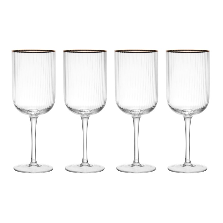 MIKASA SORRENTO GOLD RIM WINE GLASS - SET OF 4 - Image 3