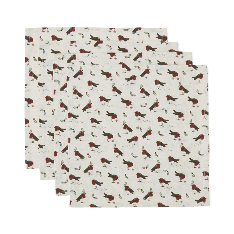 CHRISTMAS ROBINS RETREAT NAPKINS - SET OF 4