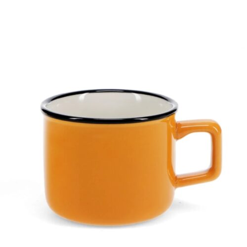 ENAMEL STYLE STONEWARE ESPRESSO MUGS - ORANGE