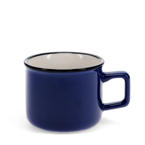 ENAMEL STYLE STONEWARE ESPRESSO MUGS - DARK BLUE