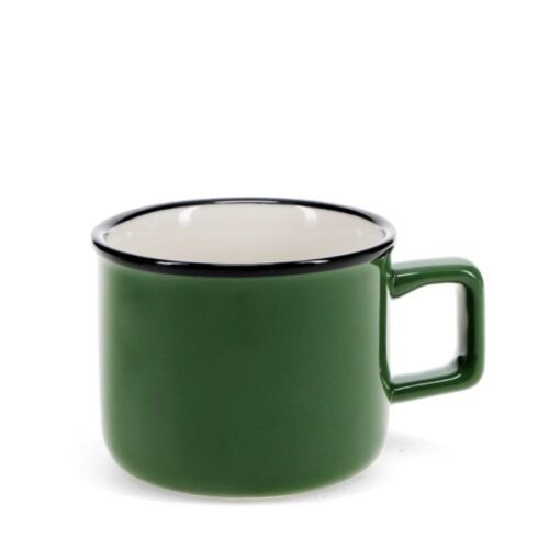 ENAMEL STYLE STONEWARE ESPRESSO MUGS - GREEN