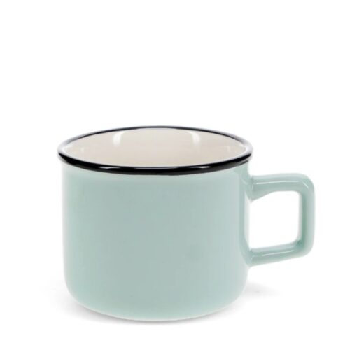 ENAMEL STYLE STONEWARE ESPRESSO MUGS - LIGHT BLUE