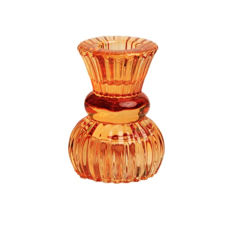 SMALL ORANGE GLASS CANDLE HOLDER - Image 2