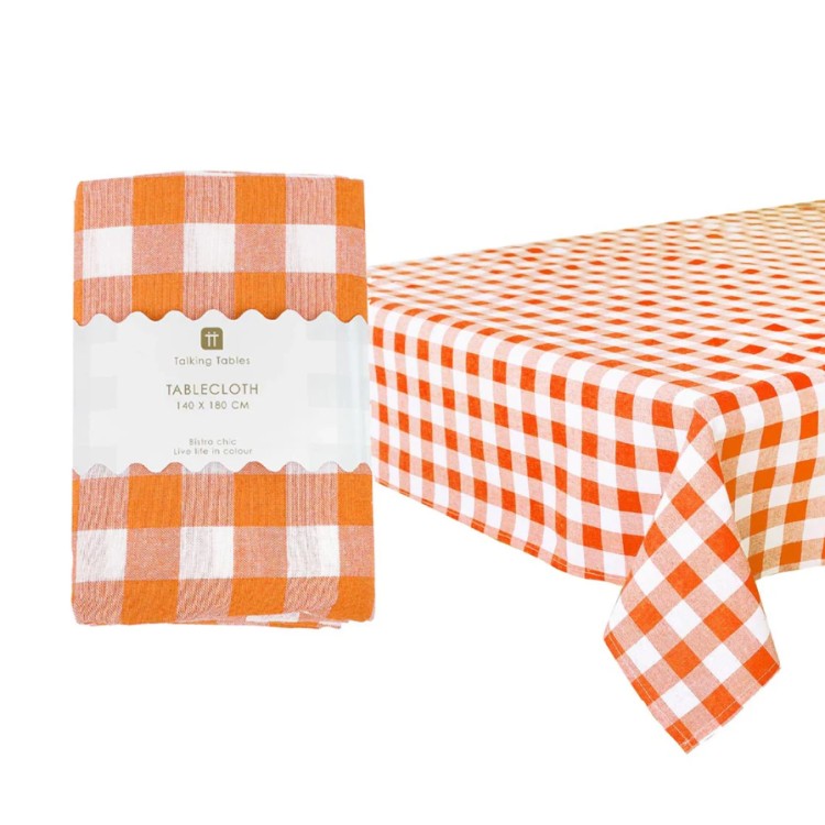 GINGHAM COTTON TABLECLOTH - ORANGE