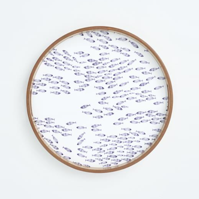 BATELALARGE MANGO TRAY - WHITE WITH FISH