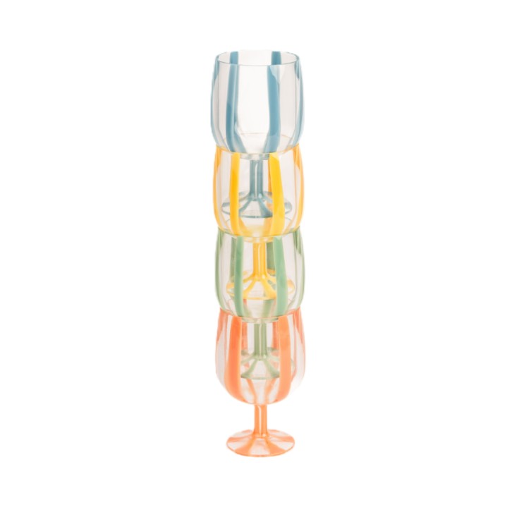PORTOFINA STRIPE ACRYLIC WINE GLASSES - SET OF 4 - Image 2
