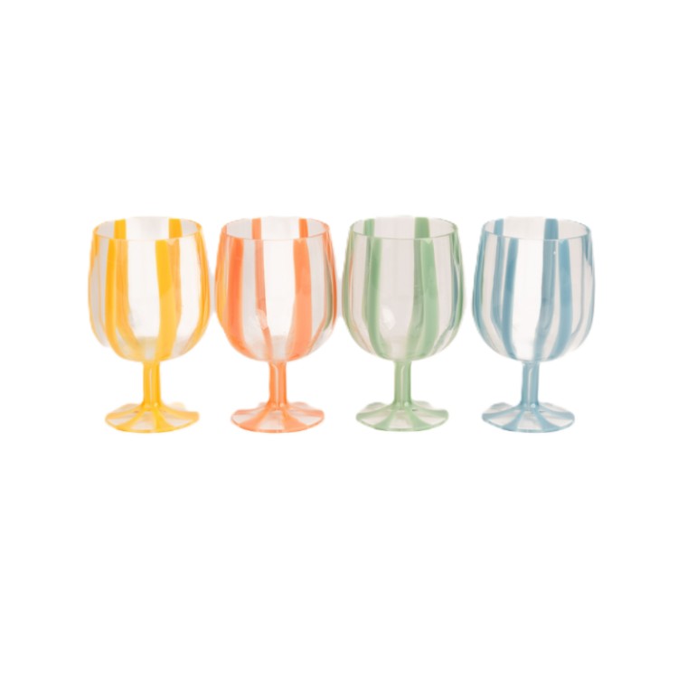 PORTOFINA STRIPE ACRYLIC WINE GLASSES - SET OF 4