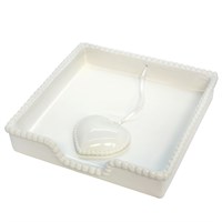CERAMIC WHITE NAPKIN HOLDER WITH HEART