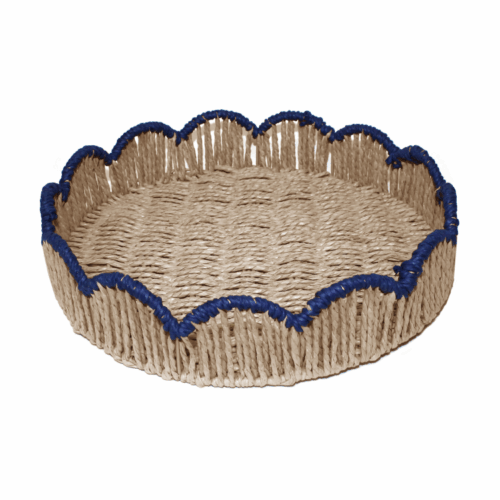 ROUND WOVEN FLOWER TRAY - NAVY