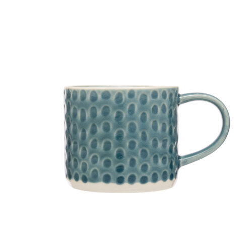 EMBOSSED TEAL GREEN CIRCLES MUG