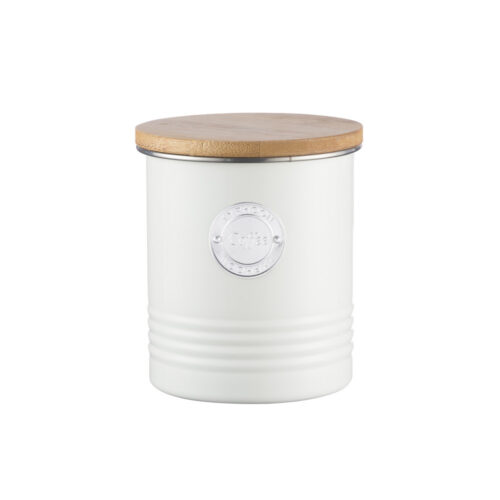 CREAM COFFEE CANISTER WITH BAMBOO LID