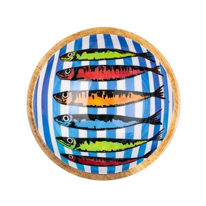 MANGO WOOD DIPPING BOWL - RAINBOW SARDINE / BLUE