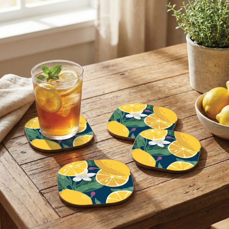 LEMON DESIGN SQUARE PLACEMATS - SET OF 4 - Image 2