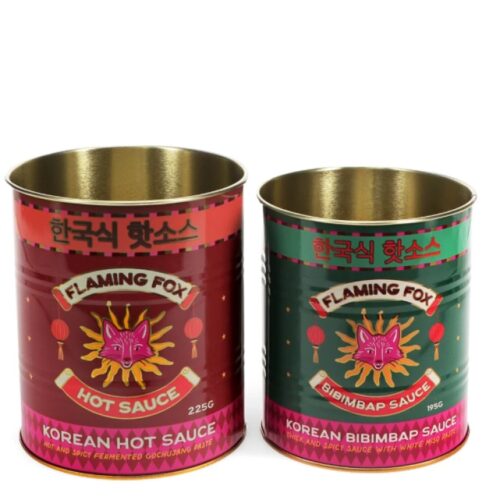 FLAMING FOX SAUCES STORAGE TINS - SET OF 2