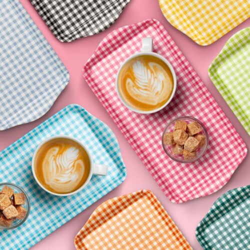 SANDWICH GINGHAM TRAY  26X 14CM
