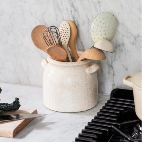 GARDEN TRADING  WHITE RAVELLO UTENSIL POT WITH HANDLES