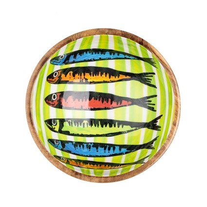MANGO WOOD DIPPING BOWL - RAINBOW SARDINE / GREEN