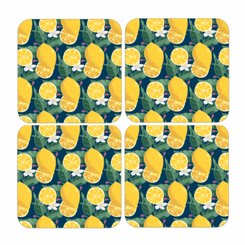 LEMON DESIGN SQUARE PLACEMATS - SET OF 4
