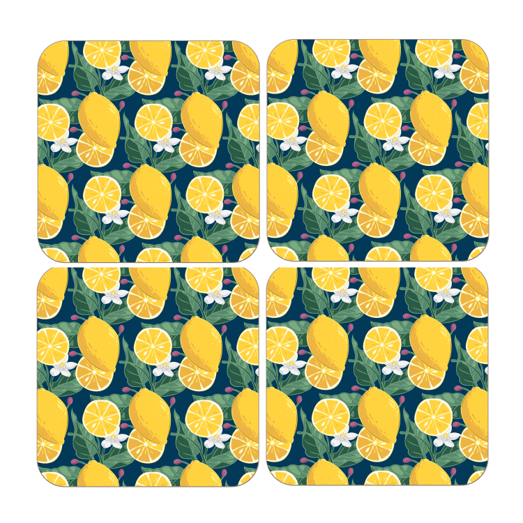 LEMON DESIGN SQUARE PLACEMATS - SET OF 4