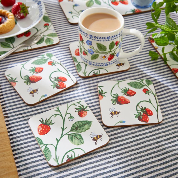 STRAWBERRY PATCH COASTERS - SET OF 4