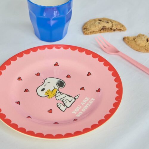 SNOOPY MELAMINE PLATE - PINK PRINT