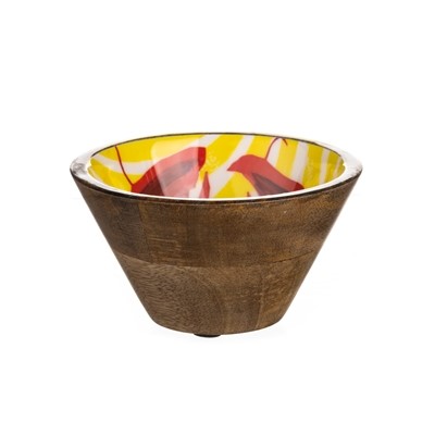MANGO WOOD SMALL NIBBLE BOWL - LOBSTER YELLOW - Image 2