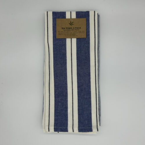 BLUE STRIPE TEA TOWELS - PACK OF 3