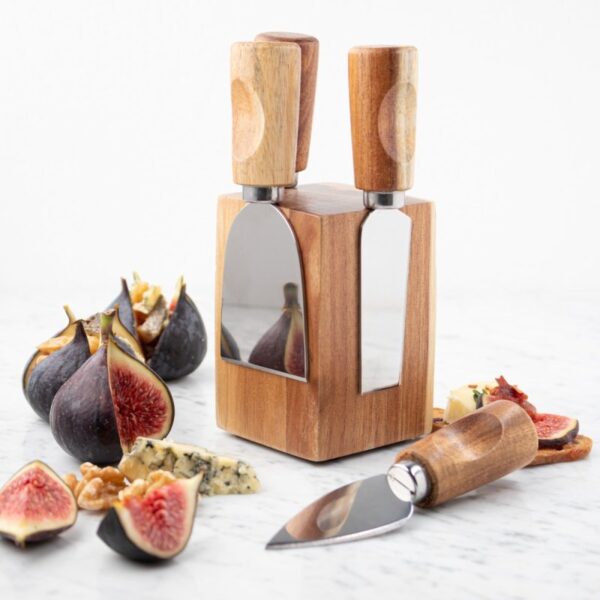 ACACIA WOOD CHEESE KNIFE SET - 4 PIECE SET