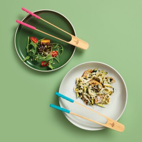 BAMBOO TONGS WITH SILICONE ENDS