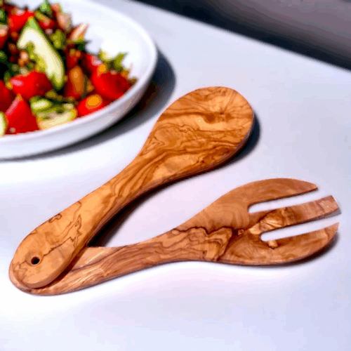 OLIVE WOOD SALAD SERVER SET - MEDIUM