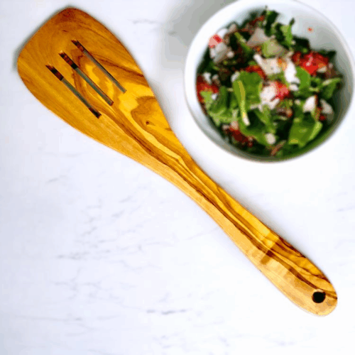 OLIVE WOOD SLOTTED SPATULA 30CM