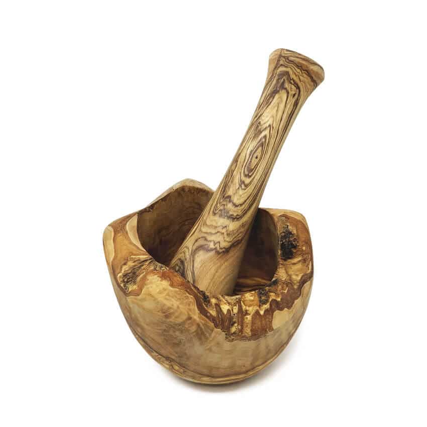 OLIVE WOOD PESTLE AND MORTAR - RUSTIC - Image 5