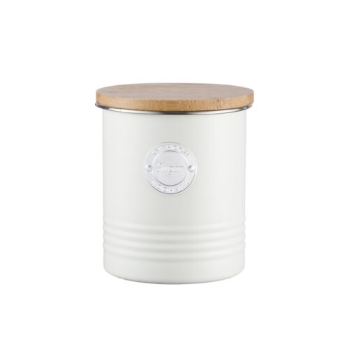 CREAM SUGAR CANISTER WITH BAMBOO LID