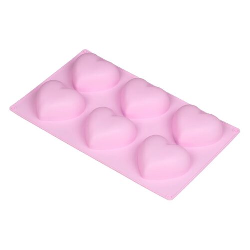 6 HEART SHAPED SILICONE MOULDS -