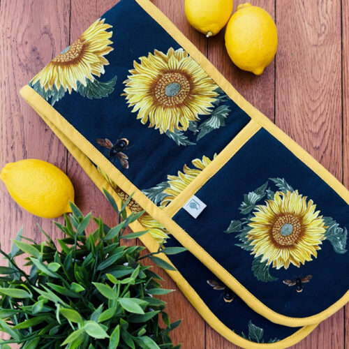RHS SUNFLOWER COTTON DOUBLE OVEN GLOVES