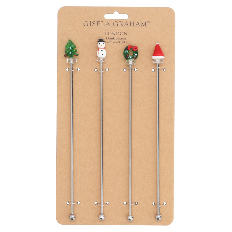 CHRISTMAS COCKTAIL STIRRERS - PACK OF 4